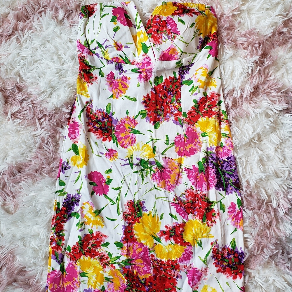 Strapless Floral Mini Dress
